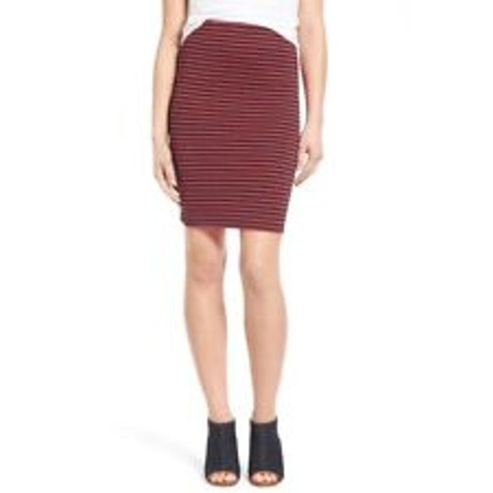 MADEWELL City Skirt Sailor Stripe Navy Blue Red Ponte Knit XXS Nautical - Picture 2 of 8